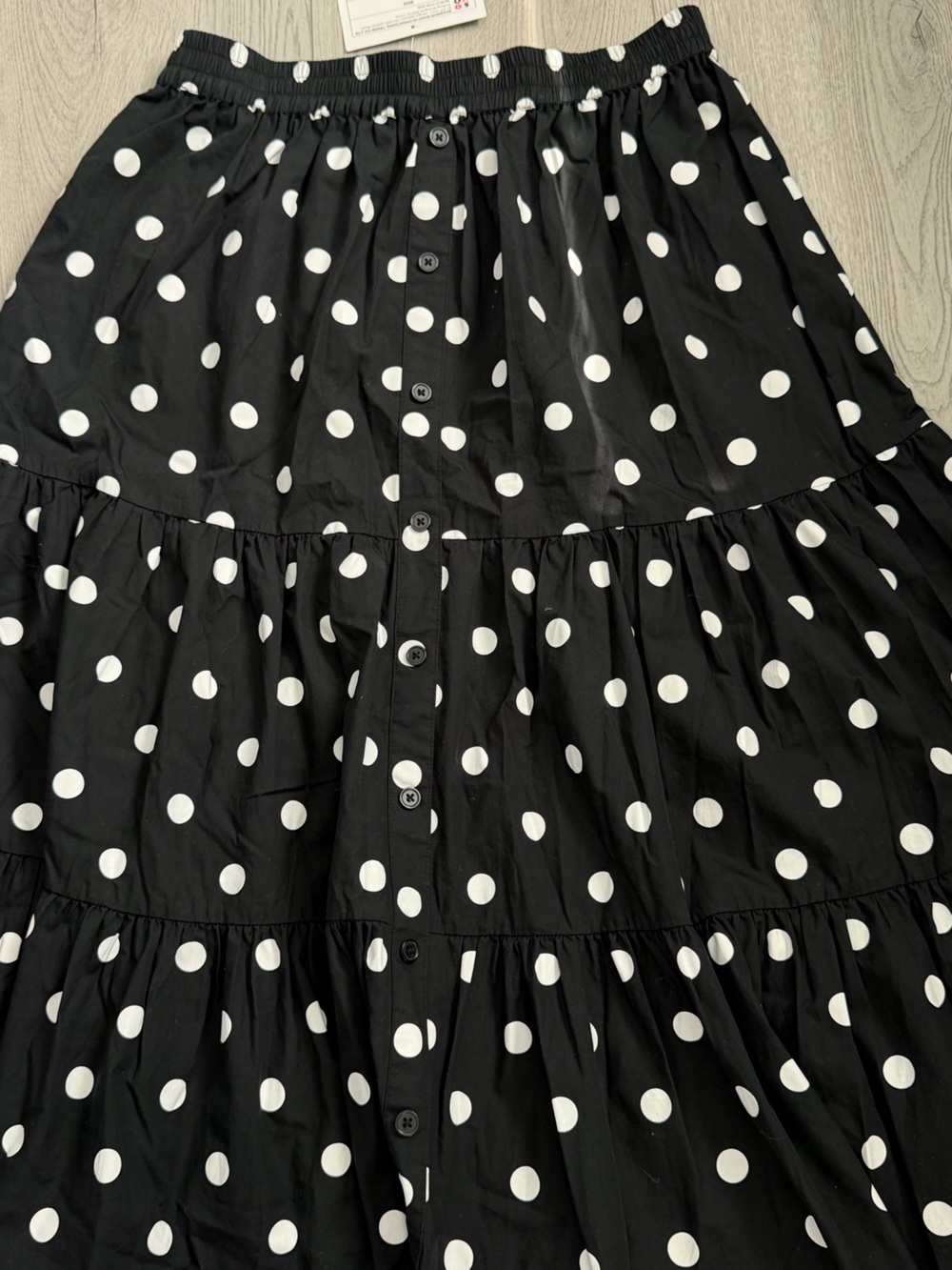 Black & White Polka Dot Tiered Button-Front Skirt